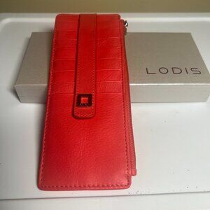 Brand New: LODIS  Julia Long RFID Leather Card Wallet Red Clutch 3x7.5. 35